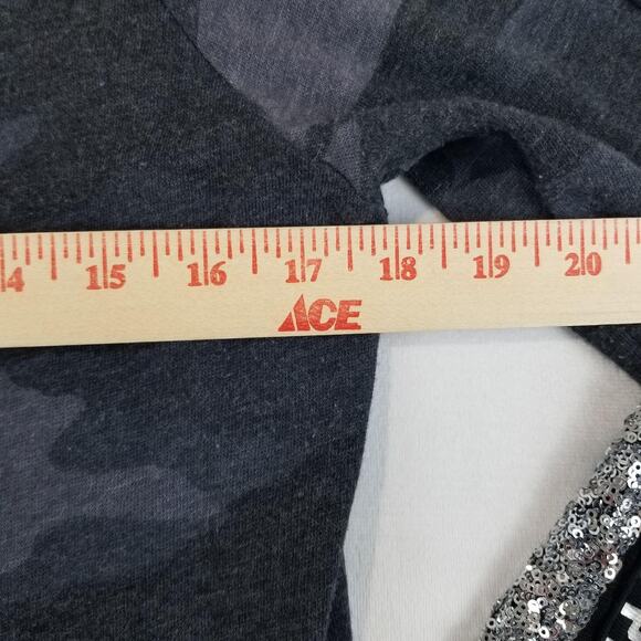 PINK Victoria's Secret Hoodie Womens Small Gray Camo Sequin Zip Sweatshirt Dog - Picture 8 of 10